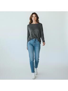Madewell Rowhouse Merino Wool Hi Lo Sweater Dark Gray Womens - L